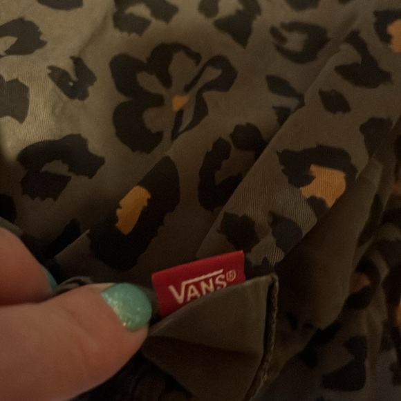 Vans Olive Green & Black Leopard Print Cropped Pants - Picture 6 of 6